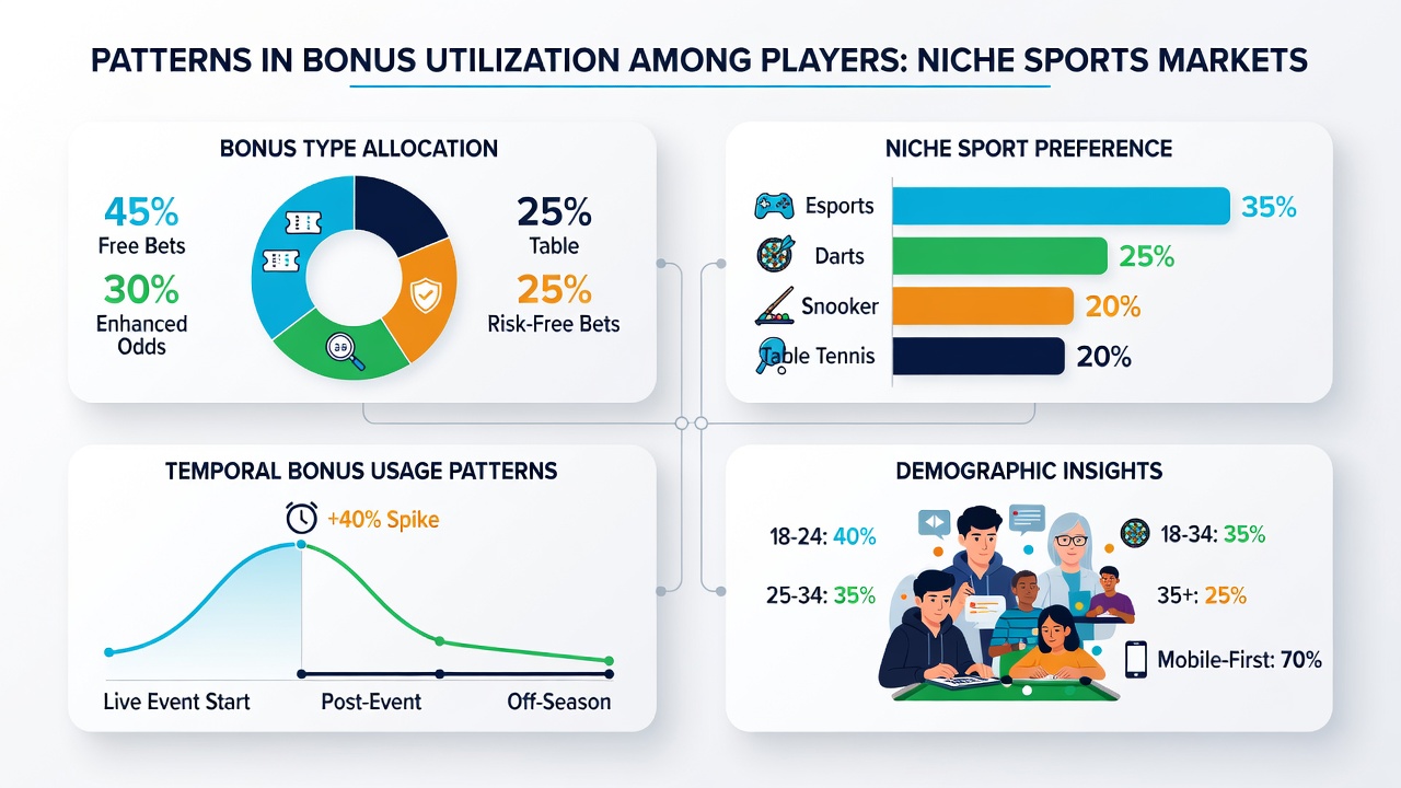 Infographic illustrating player bonus usage trends in niche sports markets