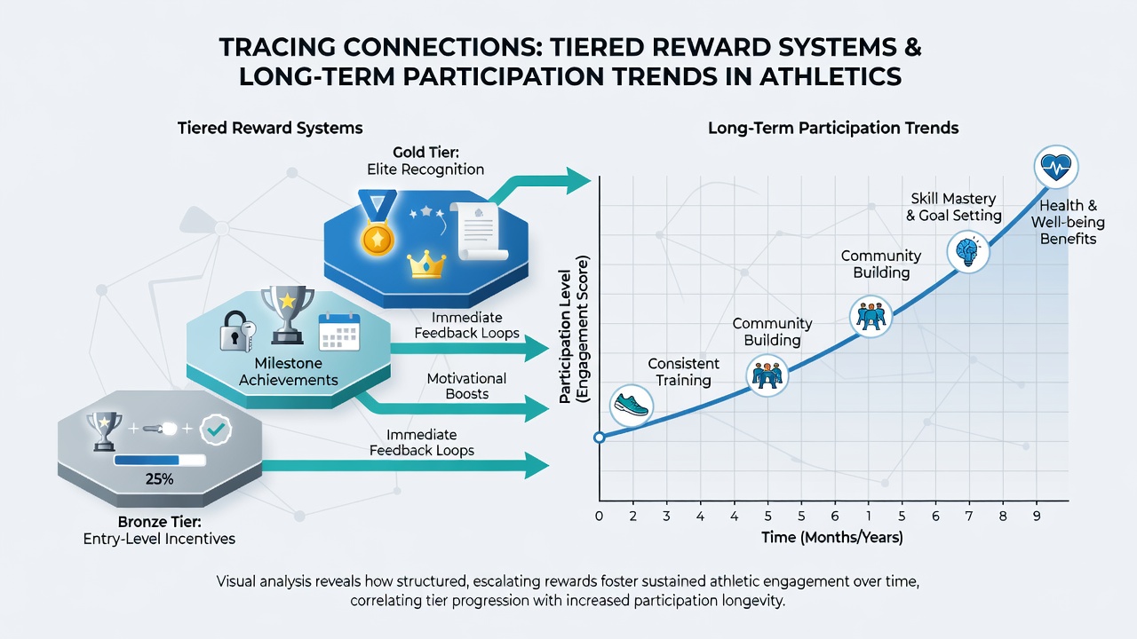 Detailed chart showing participation duration by reward tier level with regional comparison overlays
